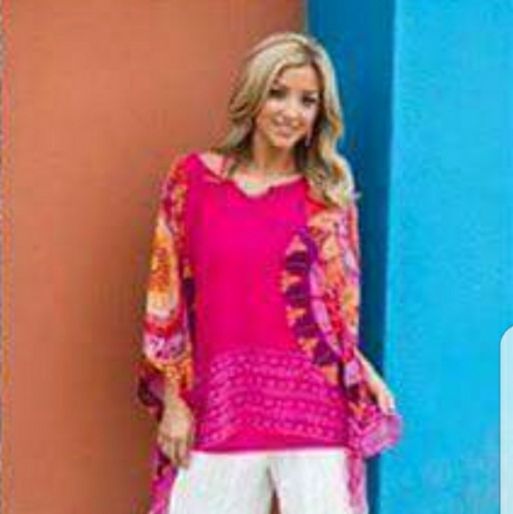 Hot Pink sheer blouse